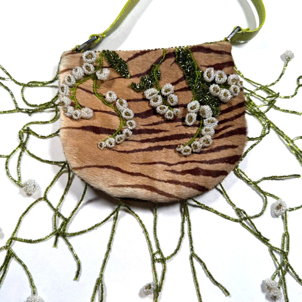 Vintage Valentino Garavani S/S 2000 Hand Beaded Tan Pony Hair Bag RARE